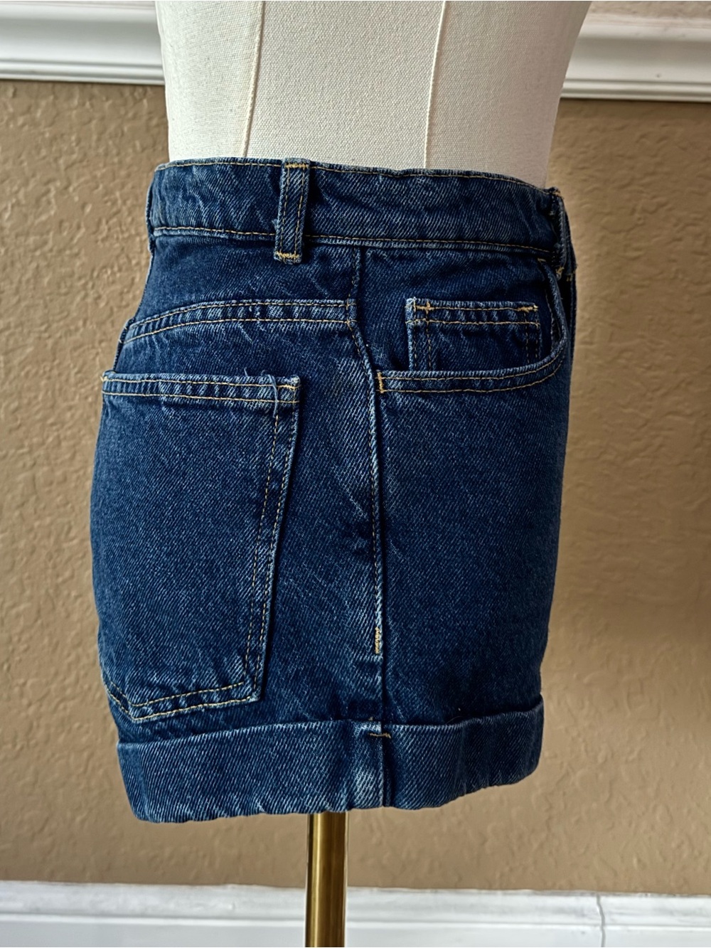 American Apparel Dark Blue High-Waist Denim Shorts - Picture 4 of 7